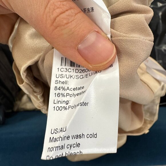 NWT Goelia Leisure Pants Light Beige Elastic Waist Acetate Pants 8 - Picture 4 of 7